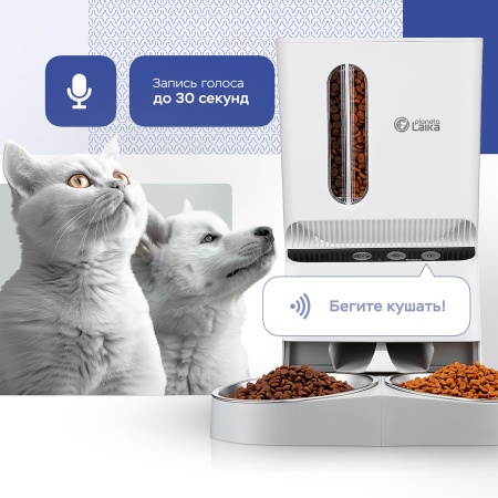 Кормушка Planeta Laika *с двумя мисками и двумя отсеками для корма, Wi-Fi версия